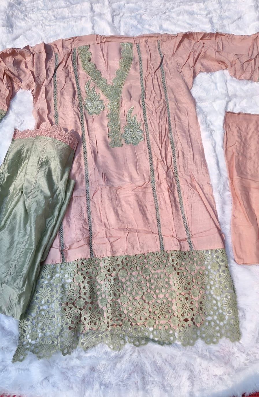 Original pink embroidered kurti photograph displayed on Ecom Model Studio